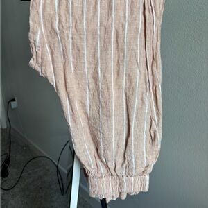 Armani Exchange Beige Pants with White Stripes